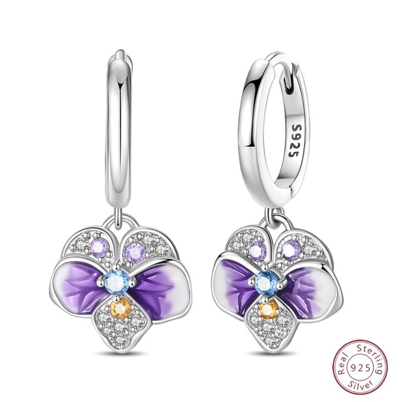 Sweet 925 Silver Ladybug Butterfly Dragonfly Iris Flower Design Earrings Fit Wedding Parties Exquisite Jewelry