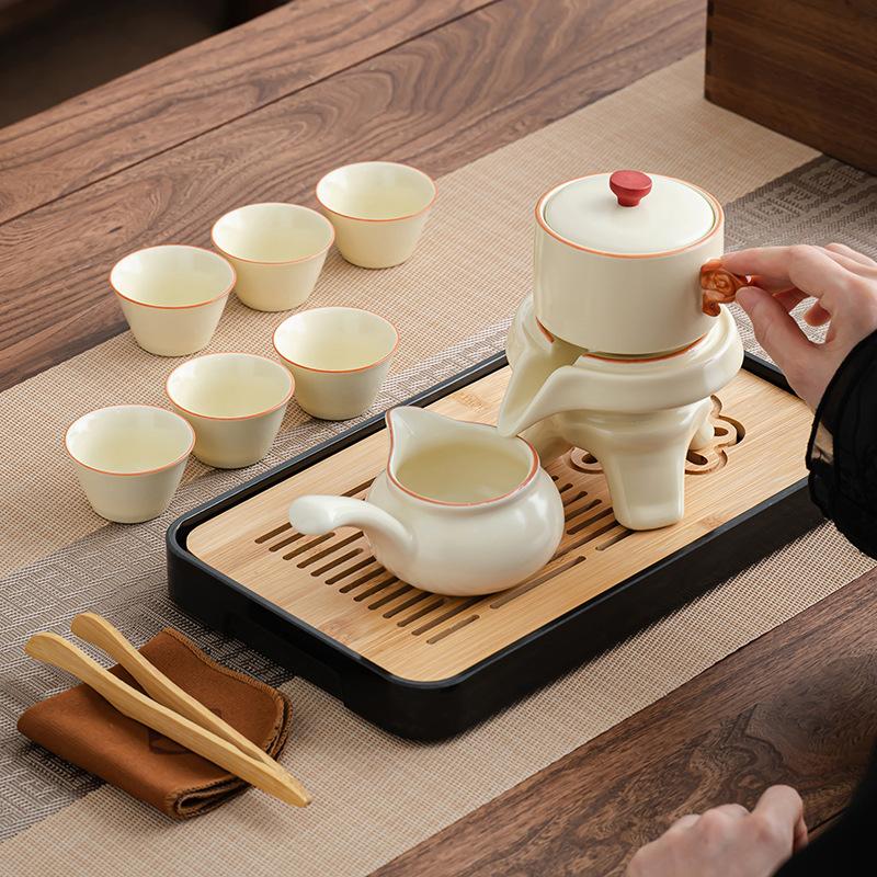 Huang Ru Simple Lazy Automatic Tea Set, a Complete Set of High-end Tea Trays, Anti-scalding Hand Portable Tea Brewer
