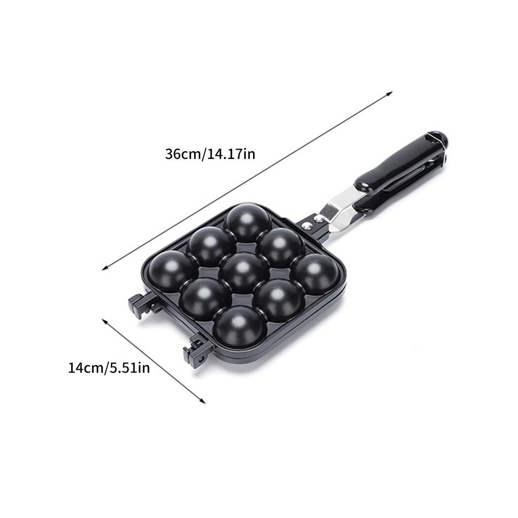 Aluminum Alloy Takoyaki Pan Nonstick Grills Pan Cooking Plate Takoyaki Maker with 9 Compartment Holes for Baking Cooking