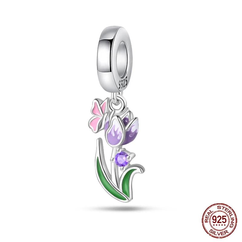 100% Copper Beautiful Spring Flowers Butterfly Firefly Charms Beads Fit Original Bracelets Diy Jewelry