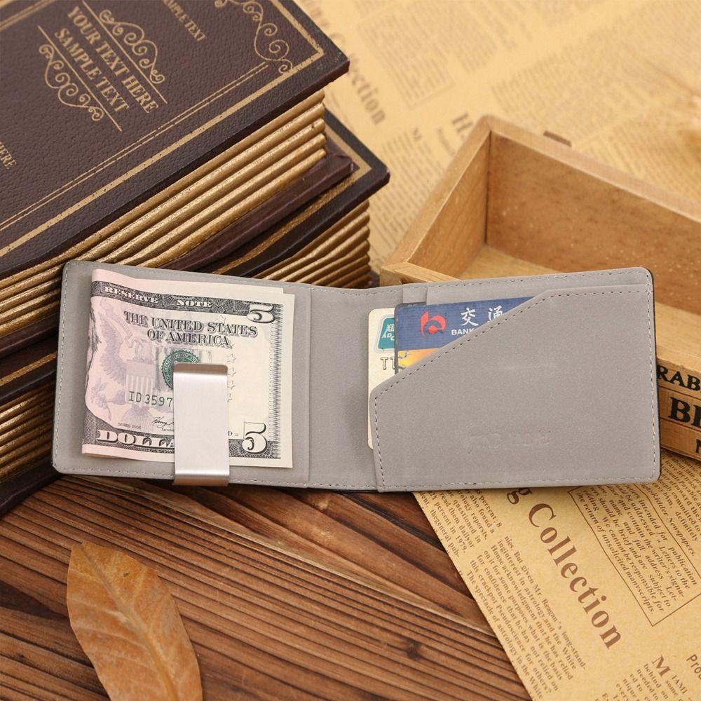 Korean Style Men's PU Leather Wallets Short Money Clip Wallet Fashion Girls