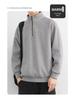 Men's American Style Half-Zip Stand Collar Knit Sweatshirt - Solid Color Casual Jacket for Spring and Autumn