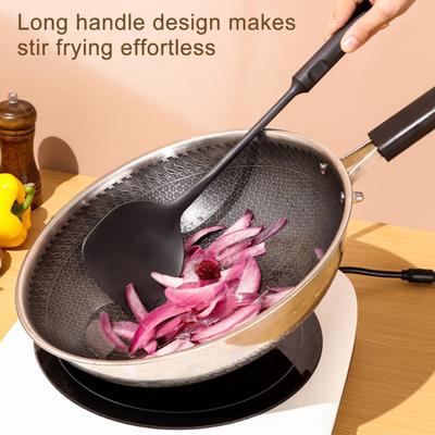 Wok Spatula ve Kepçe Seti Uzatılmış Saplı Spatula Pürüzsüz Kenarlı Çorba Kaşığı Çizilmez Pişirme Gereçleri