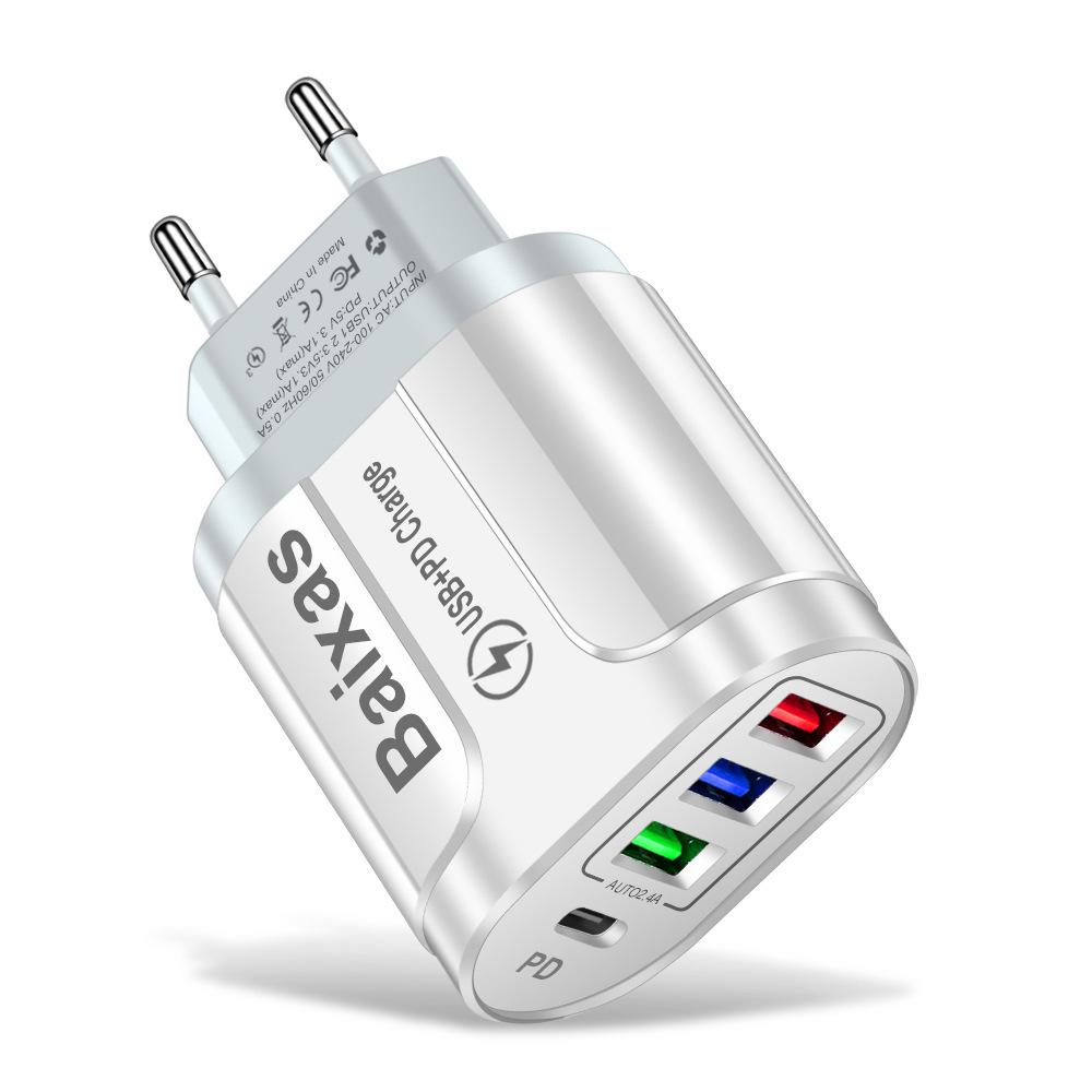 Multi-port Home & Travel Charger EU/UK 3 USB + Type-C 5V/2.4A
