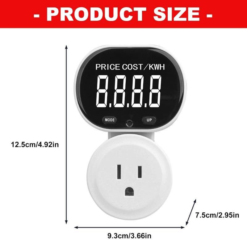 Tomada de Medidor de Energia com Design Rotativo e Display Brilhante em ABS para Cálculo Preciso do Custo de Energia Padrão dos EUA