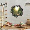 Botanical Theme Wall Covering 3D Hole Forest Sticker, Removable Green Plants Broken Decals, Self Waterproof Mural for Bathroom Adhesive Decoration