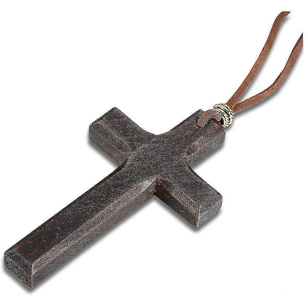 Vintage Simple Handmade Wood Cross Pendant Gift For Men Women