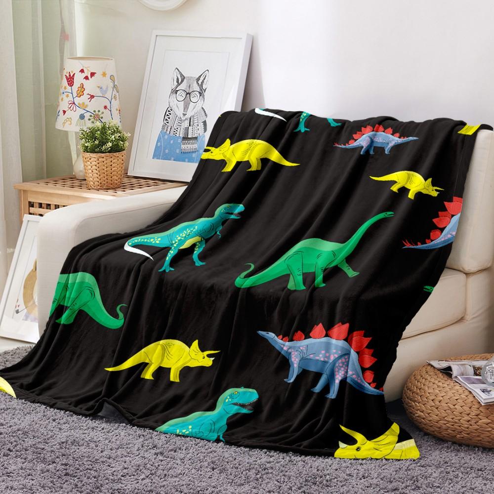 Cartoon Dinosaur Throw Blanket Soft Flannel Blanket for Chair Travelling Camping Kids Adults Bed Couch Cover Winter Nap Blanket