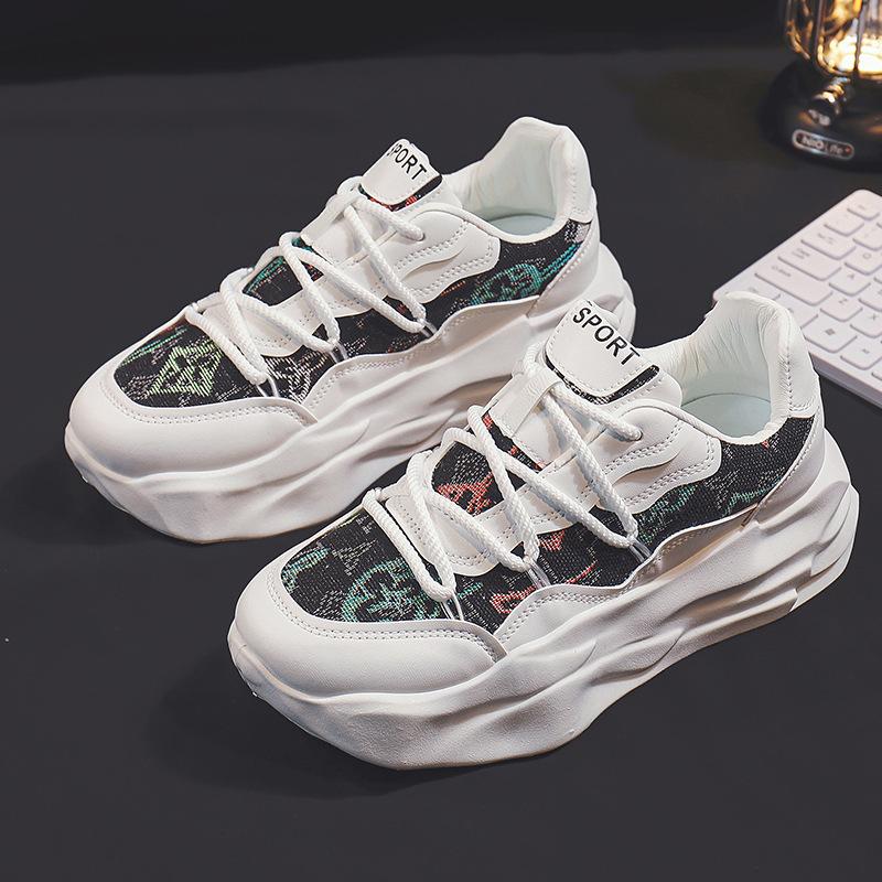 

Spring and Autumn New Breathable Running Sneaker Thick Bottom Increased Low-Top Lace-up Leisure Men s Trendy Shoes Dad Shoes 39