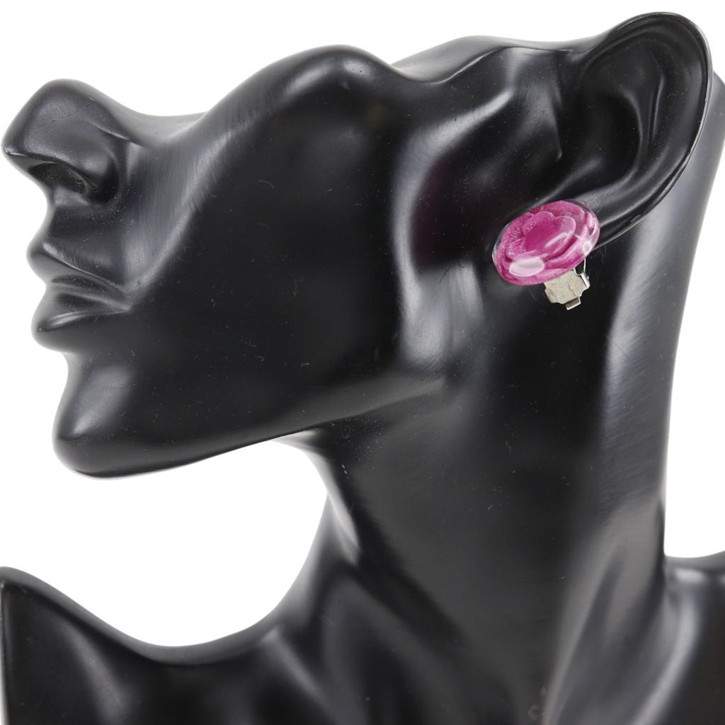 CHANEL Camelia Earring pink plastic flour 7.0g Women Used