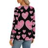 Women's Casual Round Neck Hollow,out Pullover Long Sleeve Valentine's Day Heart Print T,shirt Top