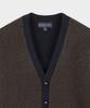 Brooks Brothers Wool Herringbone Cardigan (Navy) (Bbwcmm38954Ew)
