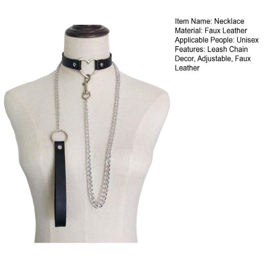 Yousheng Ženy Umělý kožený límec Vodítko Řetízek Dekor Nastavitelný erotický milenec náhrdelník Cosplay Nightclub Party Choker Individuální šperky na krk