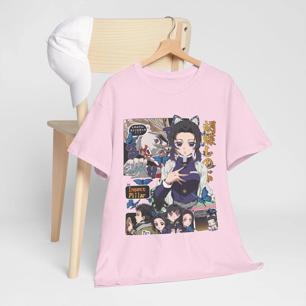 2026 Summer Demon Slayer Anime Shinobu Kochō Printed Loose Shortsleeved Pure Cotton Childrens Tshirt Unisex Casual Loose Y2k