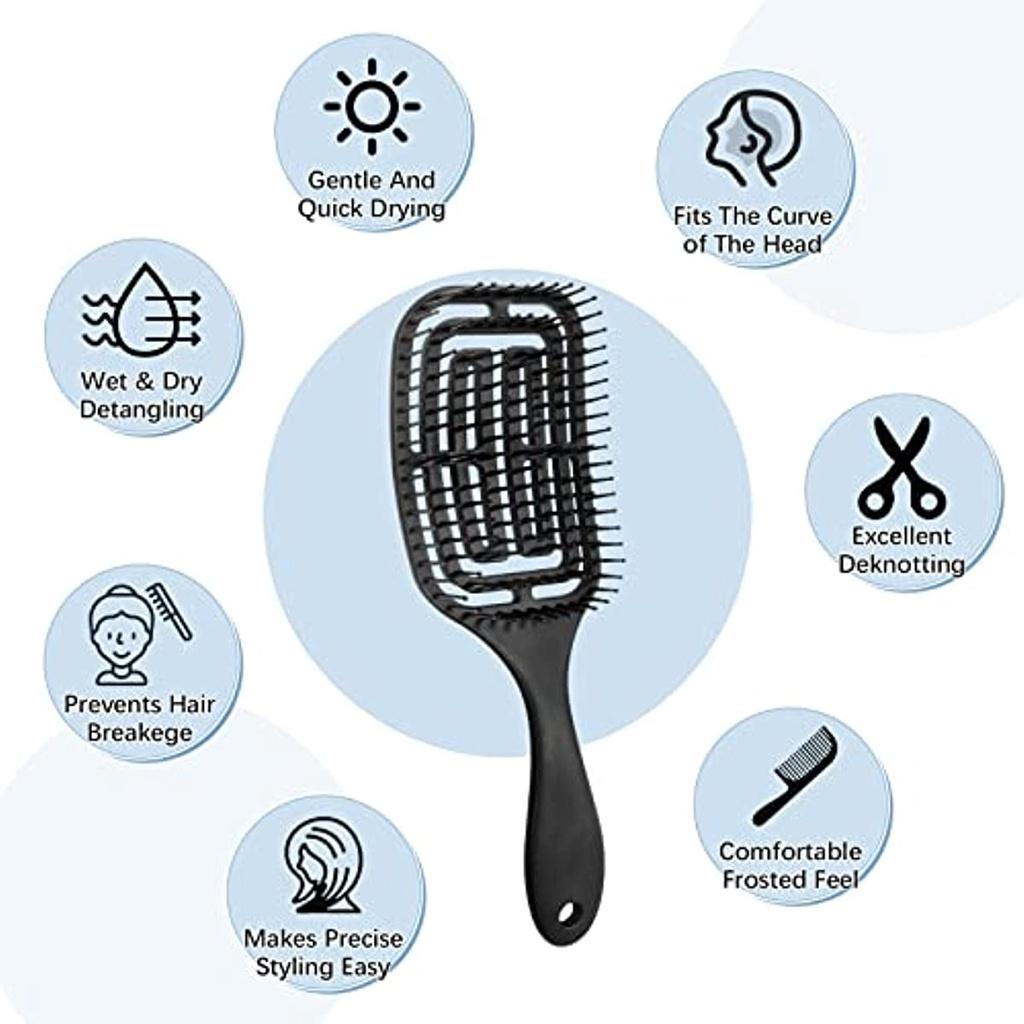 Detangle Hair Brush And Wide Tooth Comb Set - Easy To Hold Detangler Hairbrush And Detangling - View #6