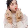 Plush Thick Plush Fingerless Glove Soft Flip Half Finger Gloves Winter Rabbit Fur Knit Mittens