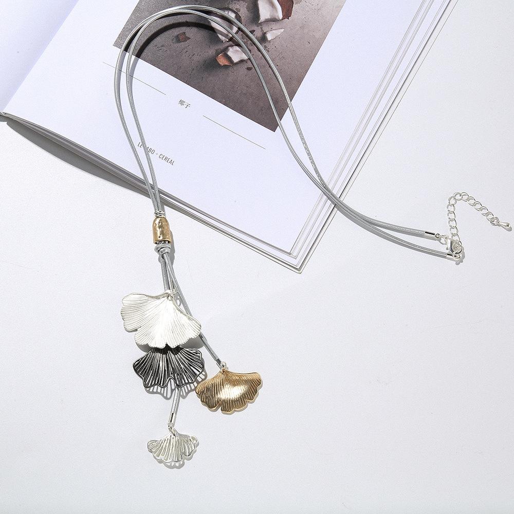 Accessories Necklace Atmospheric Ginkgo Biloba Long Women'S Fashion Alloy Sweater Chain