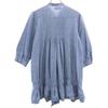 BEAMS BOY Five-quarter sleeve Frill one piece blue Women Used