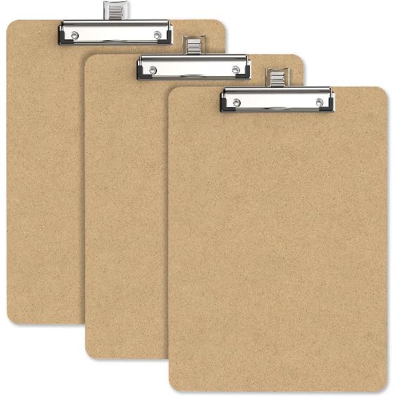 Wood Clipboard Set of 2, 8.5 x 11 Clip Borad with Pen Holder, A4 Standard Dimension 9 x 12.5 in, A4 Letter Size Hardboard for Classroom, Students,