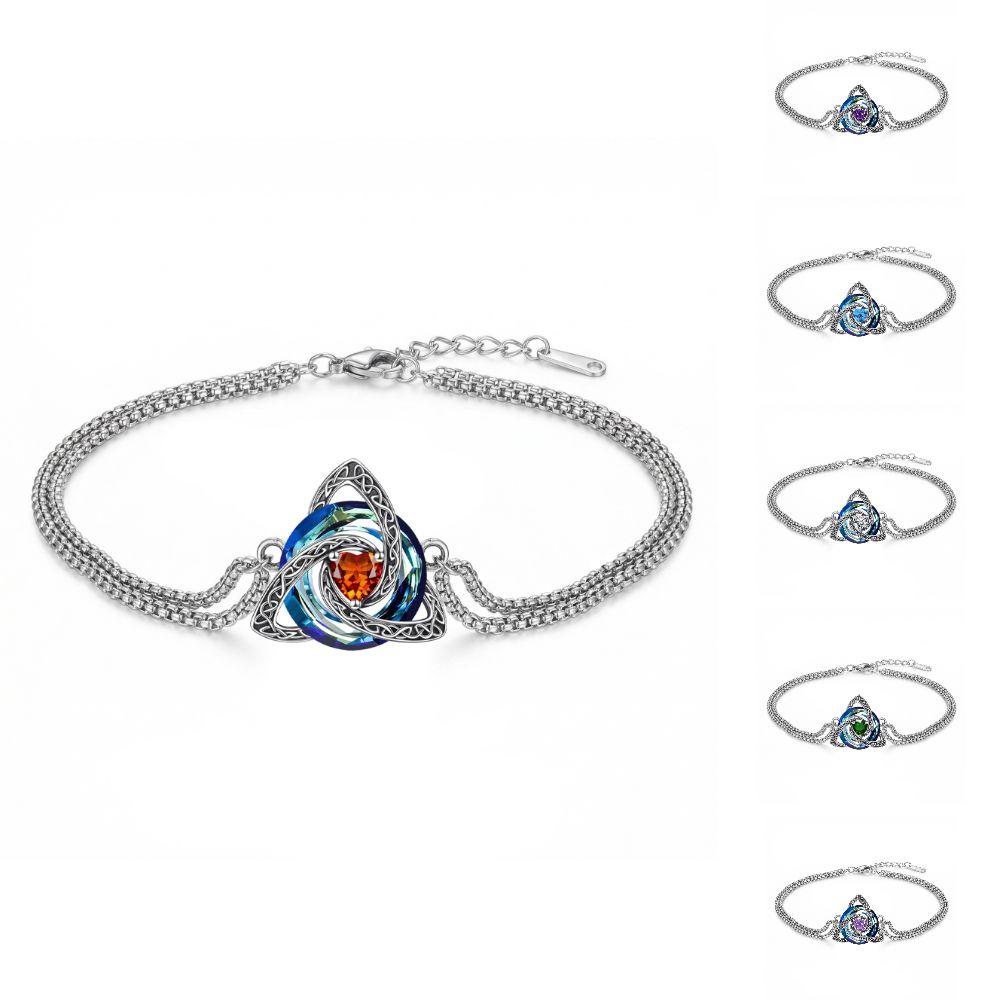 Zircon Accent Birthstone Bracelet Adjustable Chain Zodiac Signs Bracelet Daily Wear