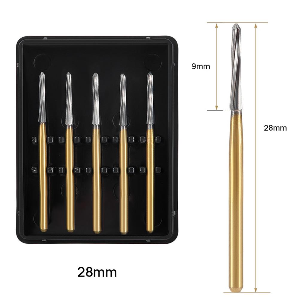 AZDENT Dental Endodontic Carbide Burs FG 1.6mm for High Speed Handpiece Safe Non-Cutting Tip Surgical Endo Tungsten Bone Cutters 28mm