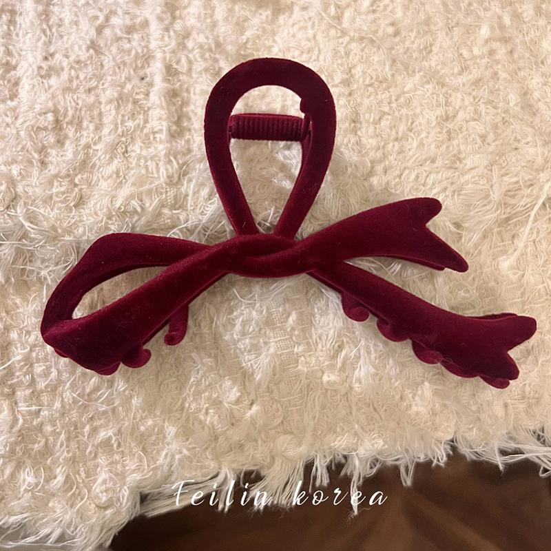 

Red Velvet Bow Hair Clips Autumn Winter Women Hair Claw Clip French Elegant Hairpin Korean Hair Accessories Female Headwear Gift вино красного