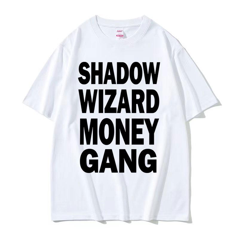 Joeyy Schattenzauberer Geld Gang Buchstaben Druck T-Shirts Lustiges Y2K Meme T-Shirt Herren Damen Harajuku Hip Hop Übergroßes Street T-Shirt