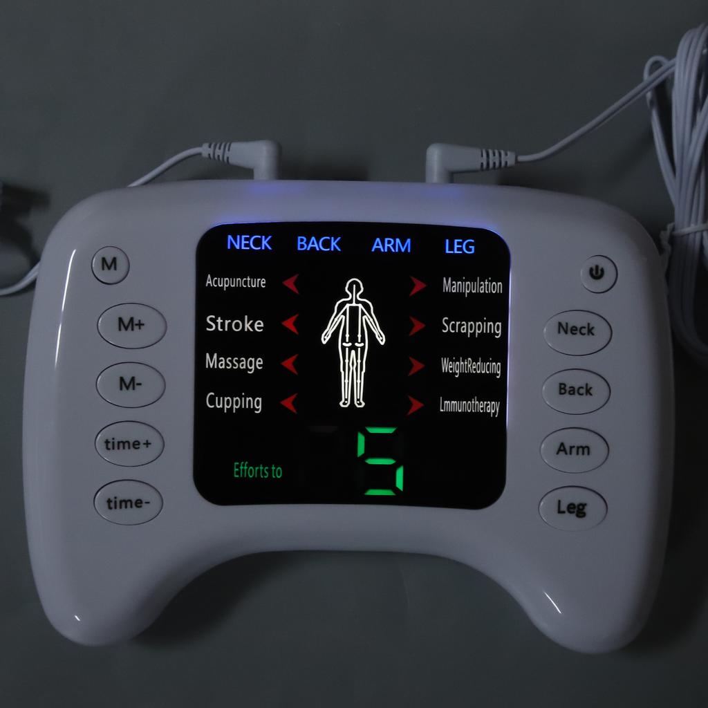Electronic Pulse Massager Adjustable 15 Gears 8 Modes Timer Dual Output Muscle Stimulator Pulse Massager