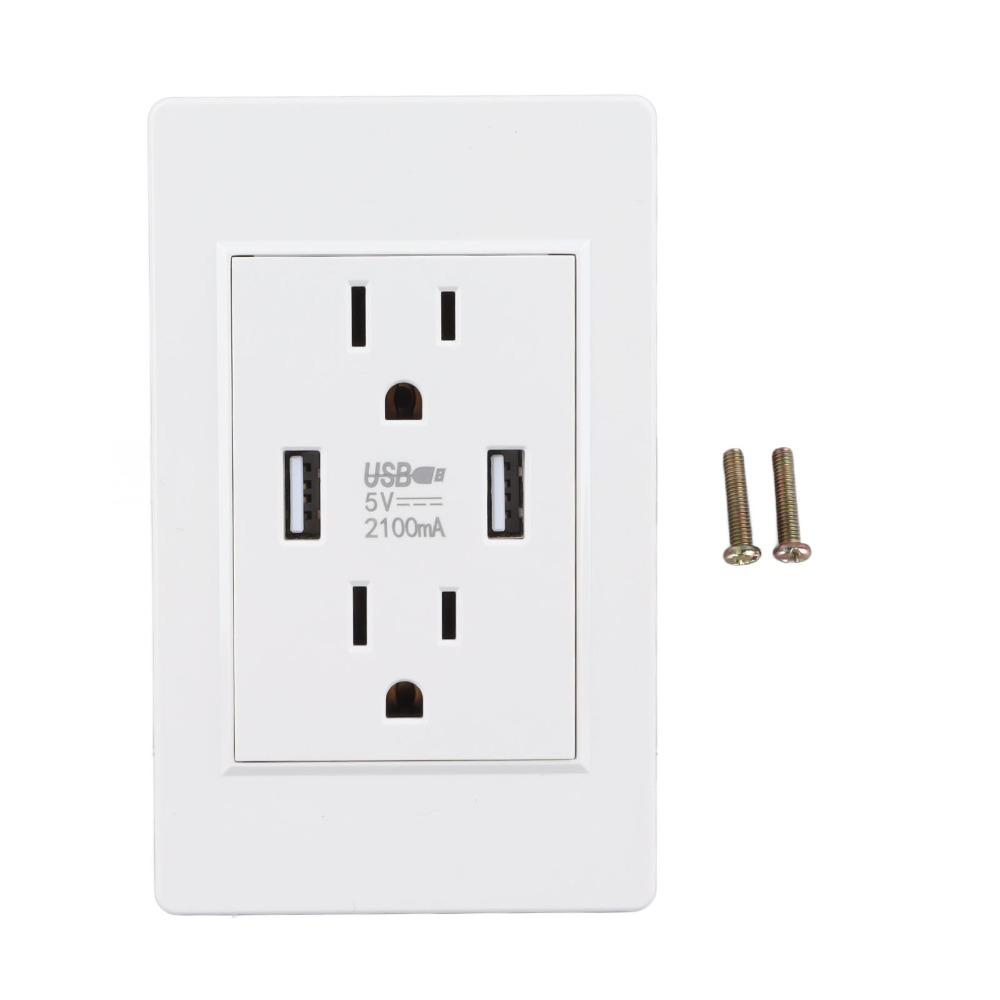 White USB Wall Outlet Fast Charging AC USB Outlet Durable Charging Power Outlet Home