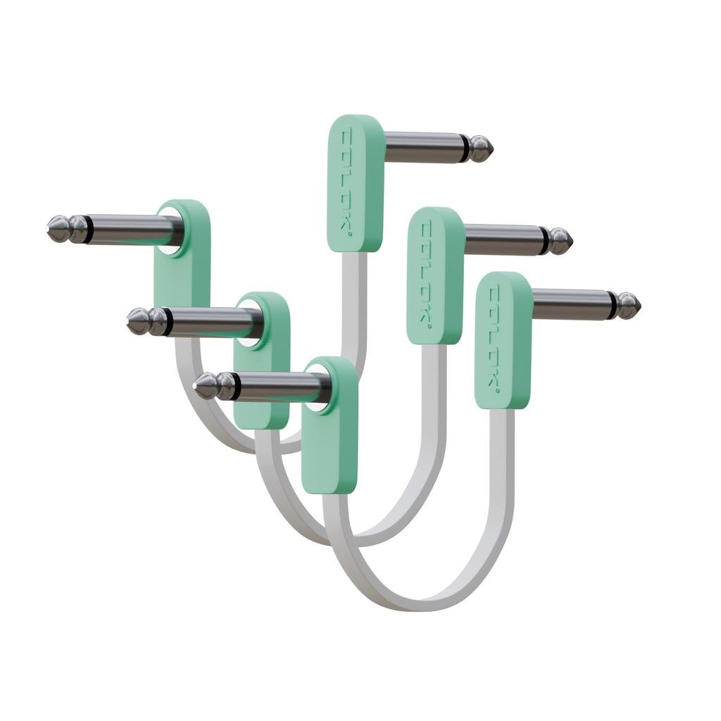 GIMI 10cm Color Patch Cable Space Saving Flat Cable for Guitar Effector Type 3 Pack L-L (Green-3pcs, 10cm)