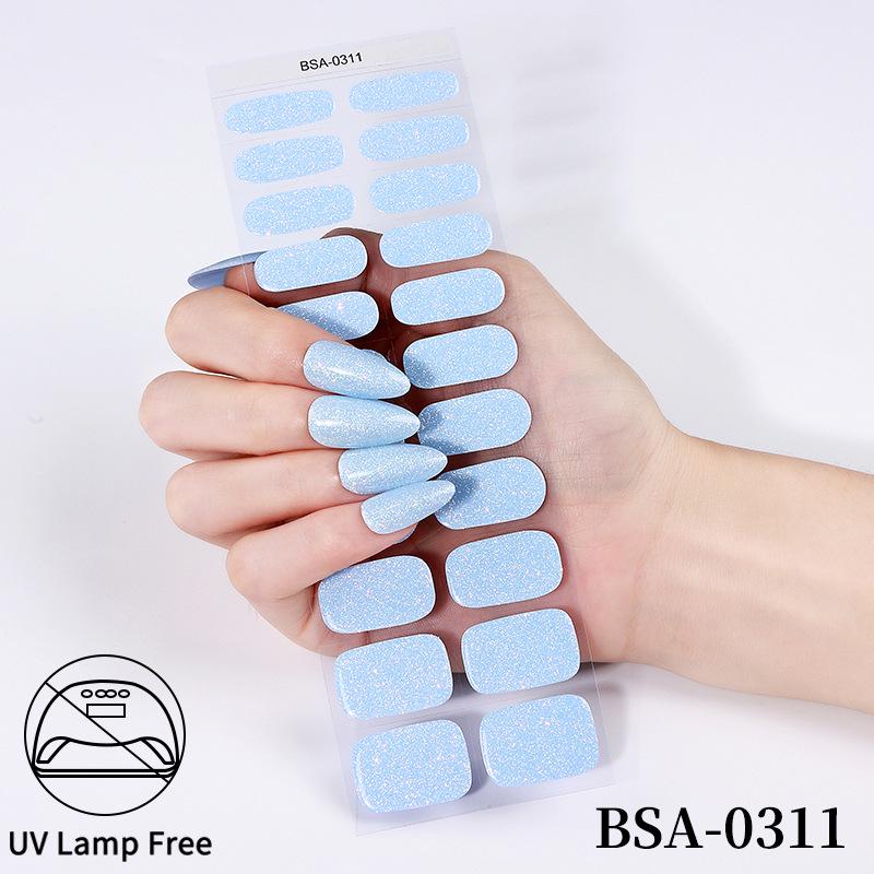 Waterproof Super Sparkle Gel Nail Stickers (Solid Color, UV-Free, No Lamp Required)