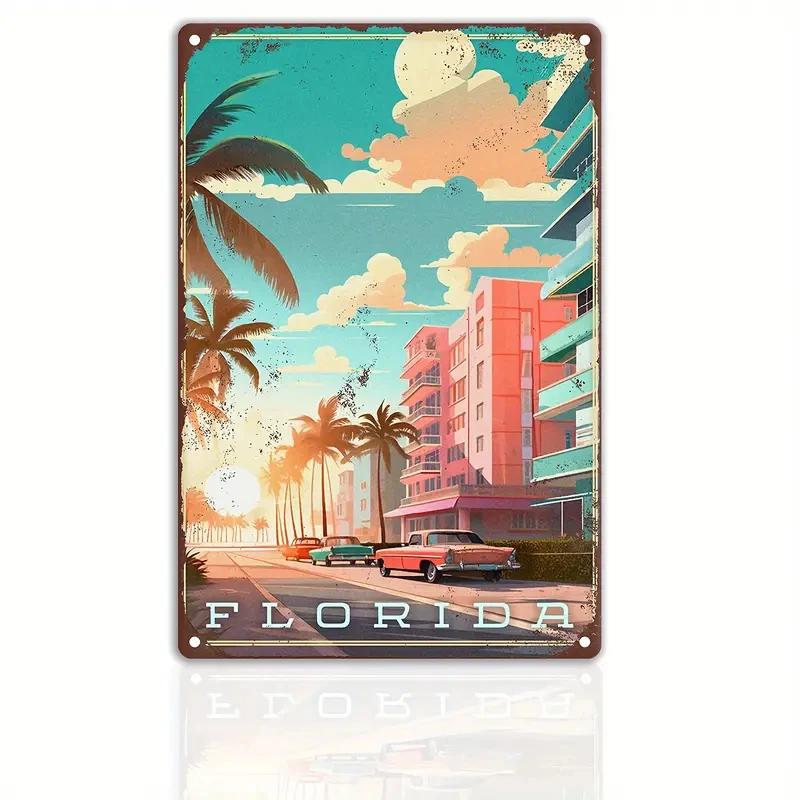 Vintage Travel The World Metal Sign MALAGA CROATIA FLORIDA Retro Poster Home Bar Room Pub Cafe Hotel Club Wall Decor Gift