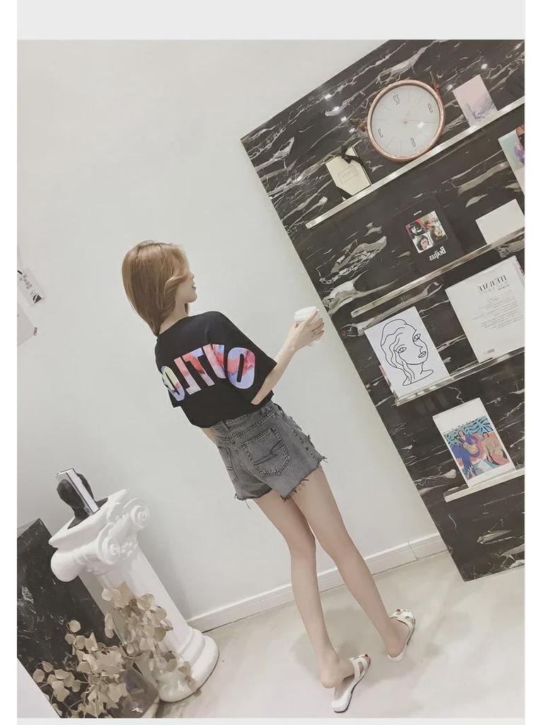 Women's 2024 Summer Korean Style Loose Letter T-Shirt - Short Sleeve, Plus Size, Trendy Half Sleeve Top for Students