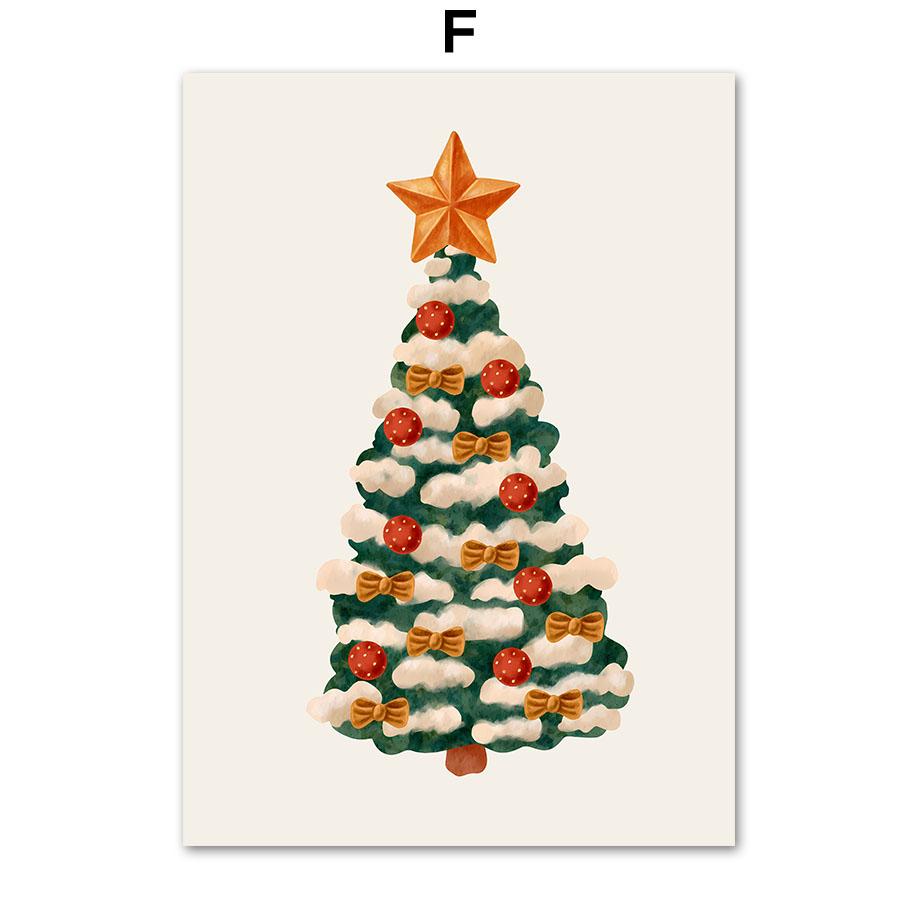 Christmas Tree Santa Claus Sleigh Red Car Reindeer Nursery Posters Prints Wall Art Canvas Painting Kids Room Home Decor