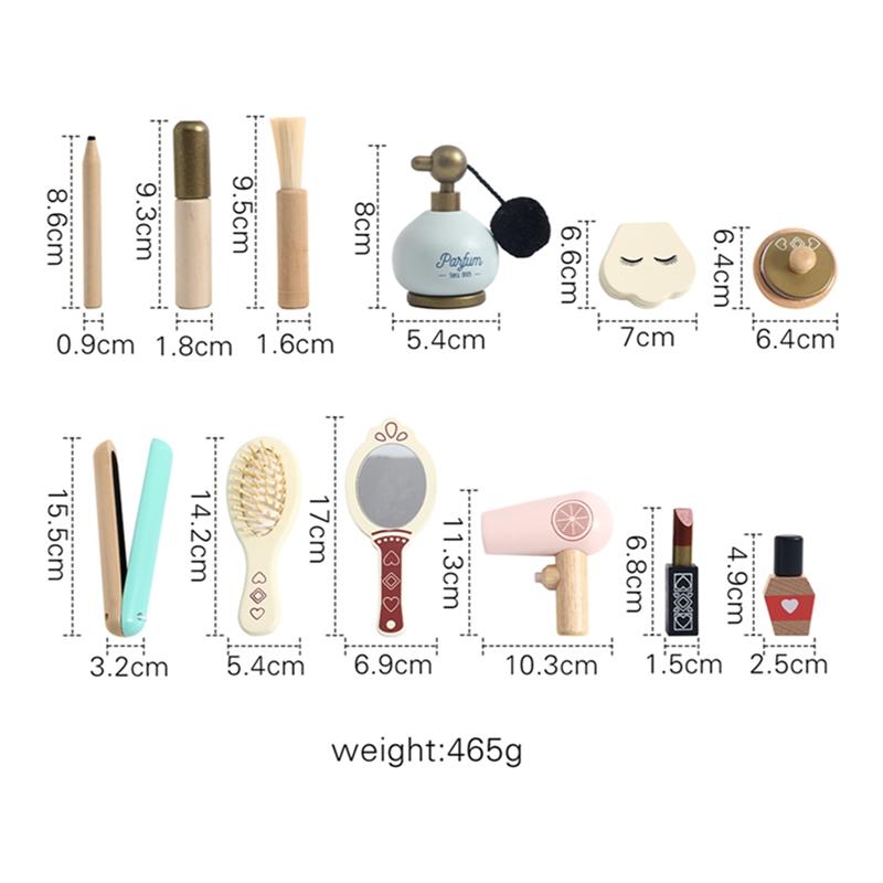 Wooden Toy Girls Makeup Set Pretend Play Kid Make Up Beautiful Hairdressing Simulation For Girl Children Dressing Cosmetic Gifts