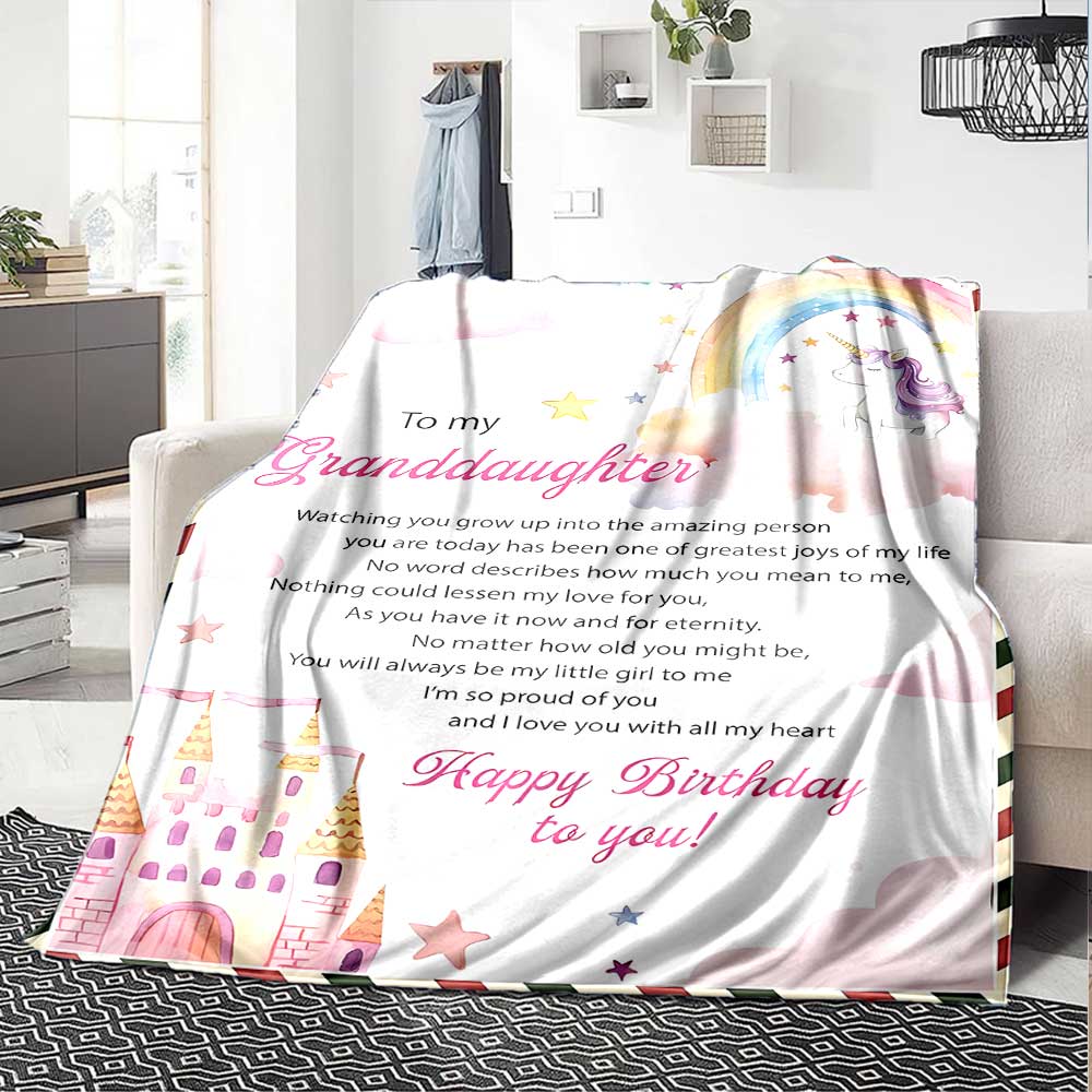 Granddaughter'S Special Birthday Cozy Blanket Comfortable ure for Sofa Couch Office Bed Picnics Four Seasons Multipurpose Modern Ideal Day Y34