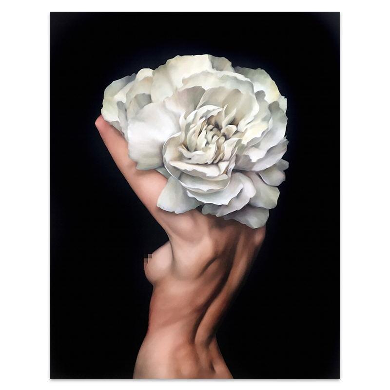 Tuval Boyama Çiçekler Kuş Tüyleri Kadın Soyut Duvar Sanat Baskı Posteri Resim Dekoratif Boyama Oturma Odası Dekorasyon