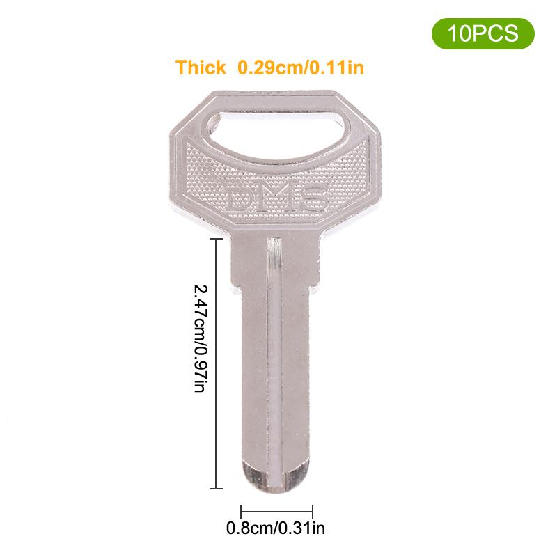 10Pcs Key Embryo Middle Slot Small Square Computer Punching Dms Key Blank Fingerprint Lock Password Lock Blank