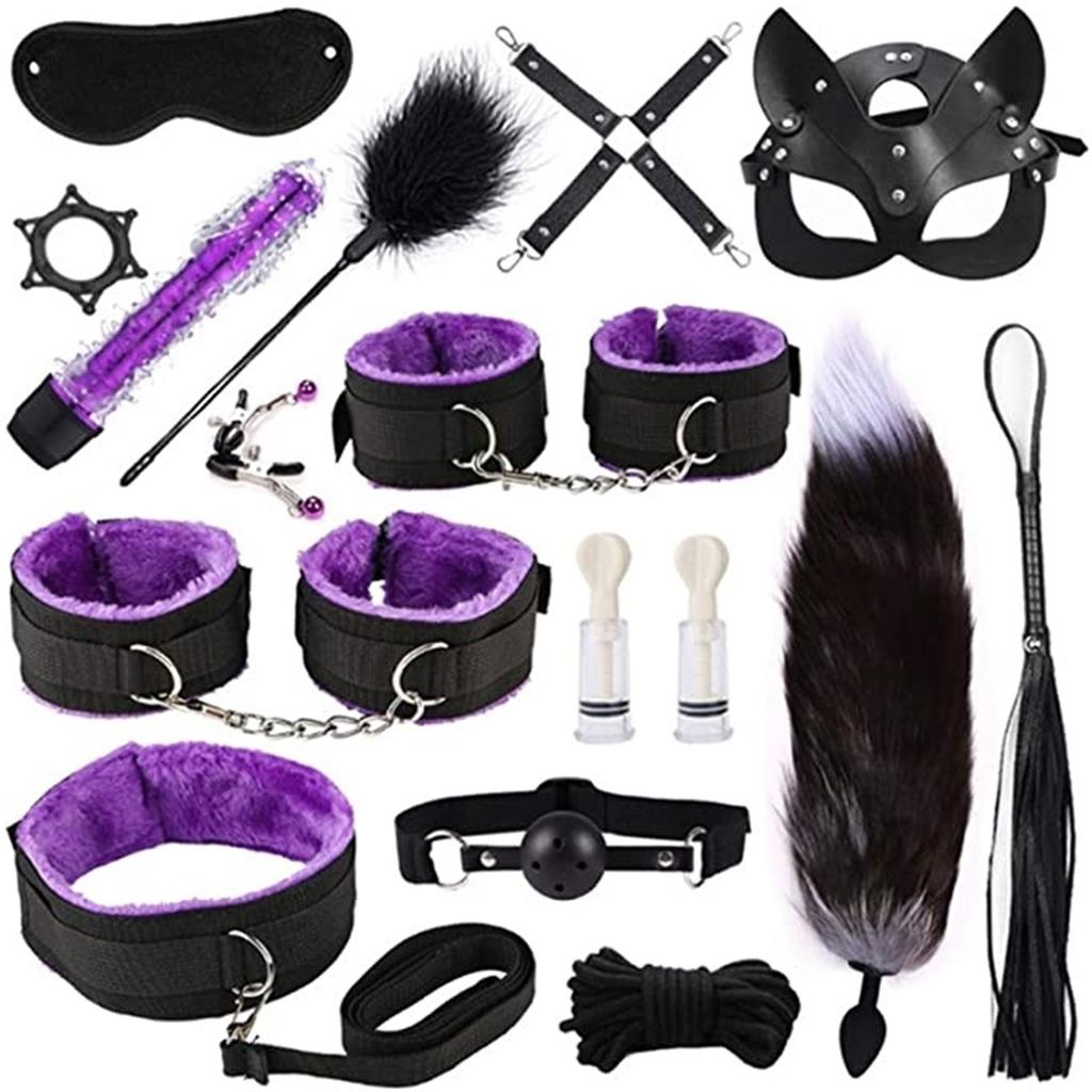 Sex Games Whip Gag Nipple Clamps Sex Toys For Couples Exotic Accessories Sexy Leather BDSM Kits Plush Sex Bondage Set Handcuffs