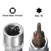 2/3/4/5pcs T8 T20 T25 T27 T30 T40 T50 Torx Bit Socket 1/4" 3/8" Drive S2 Steel Bits CR-V Sockets 38/48mm Length Use with Ratchet