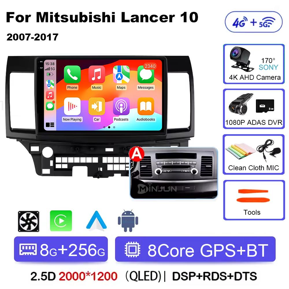 Android 14 Carplay Auto Car Radio Multimedia Player For Mitsubishi Lancer 2007-2013 Qualcomm Screen Autoradio Stereo Head Unit