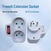 16A One-to-Two French Standard Multi-Extension Socket with Master Switch