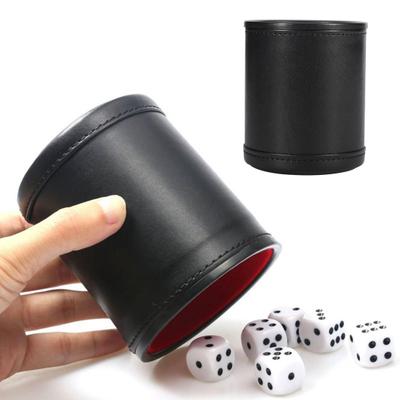 Copo de Dados em Couro Sintético Interior em Flanela Vermelha Copo Agitador Manual Adultos Noite em Família Festa de Bar Jogo de Tabuleiro de Bebida Jogo de Azar Equipamento de Cassino