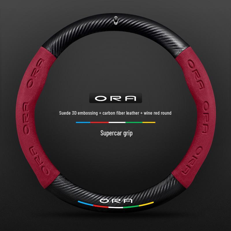 Genuine Leather Suede Steering Wheel Cover for ORA Good Cat GT, Black Cat, White Cat, Ballet Cat, iQ