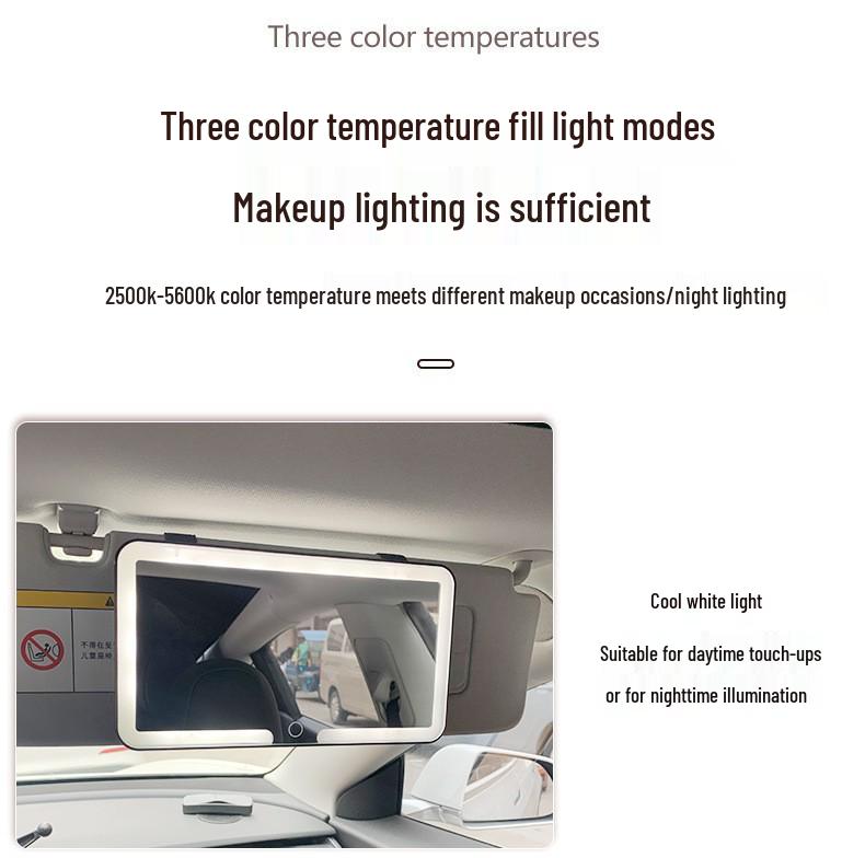 LED Light Car Sun Visor Makeup Mirror - Shatterproof HD Interior Dressing Mirror