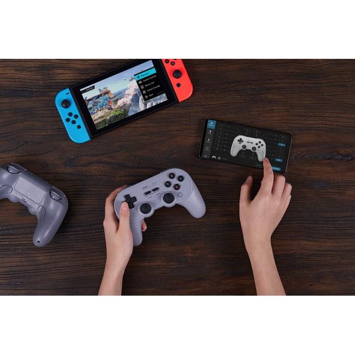 8Bitdo Pro 2 Gamepad (Gray) - NS Switch, PC, Android, macOS, Steam Deck, iOS, Apple TV, Raspberry Pi