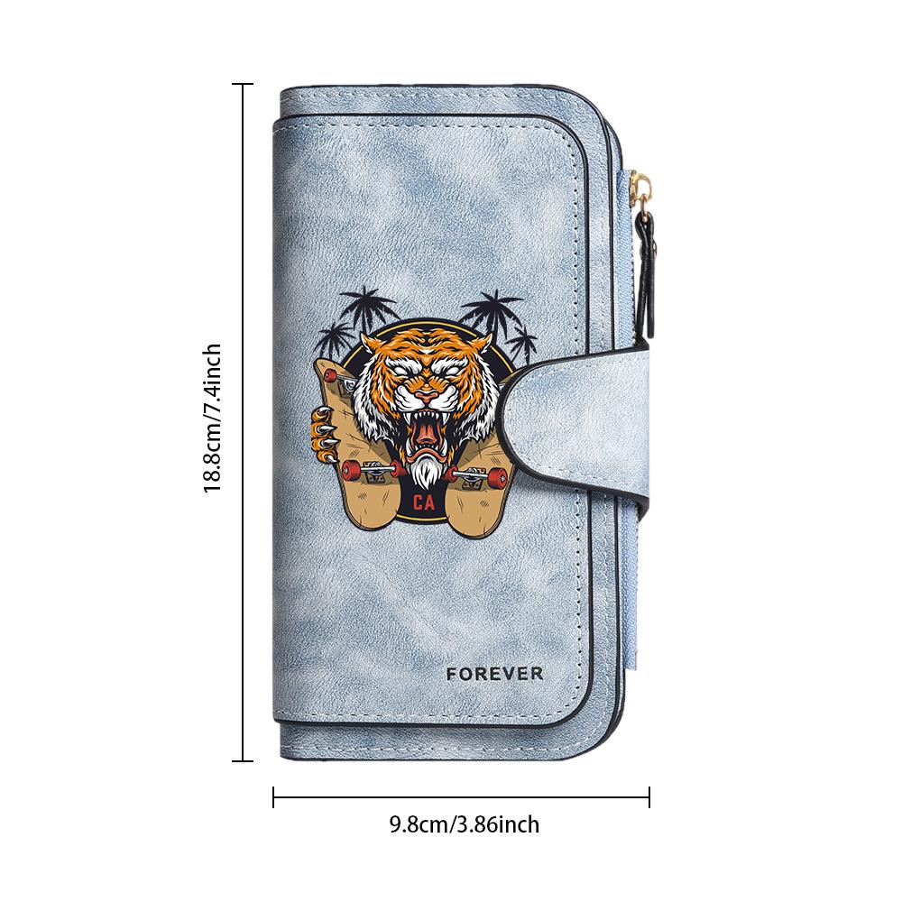 Trendy Tiger Print Wallet Portable Multi Card Slot Stylish Purse