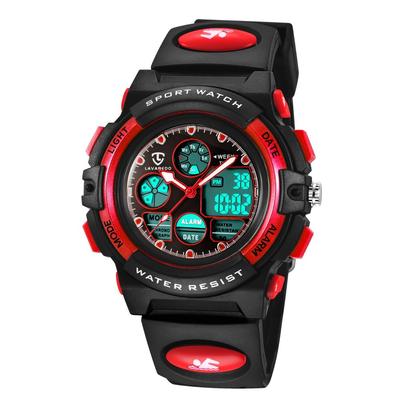 Children's Sports Watch Dual Time LED Display Waterproof Analog Digital Alarm Date Day Display for Boys and Girls