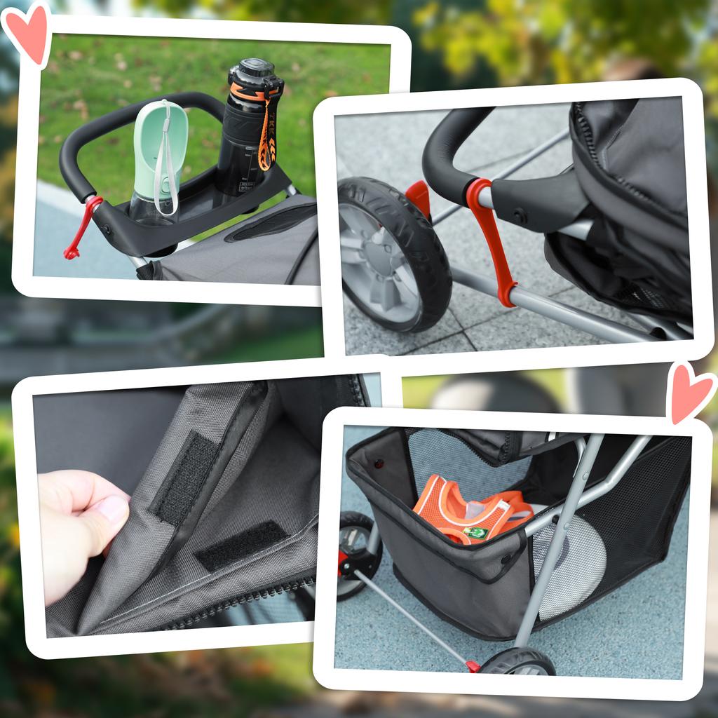 Dog Stroller Dog Buggy, Foldable, for Dogs & Cats up to 10 kg, 75 x 45 x 97 cm, Dark Gray