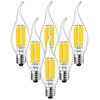 ZYYRSS Chandelier Bulbs, E17 LED Bulbs, 60W Equivalent, 6W Filament Bulbs, 2700K, Warm White, 720lm, Wide Beam, Candle Shape, Clear, PSE,